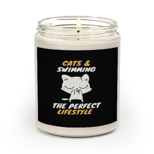 cats and swimming lifestyle Scented Candles