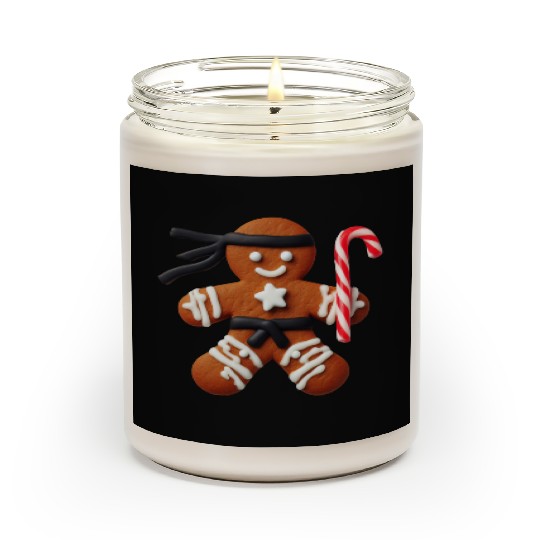 Funny Ninja Gingerbread Man Cookie Candy Cane Scented Candles