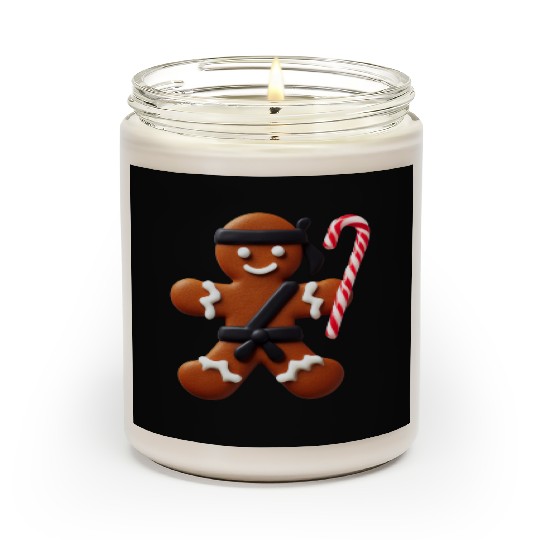 Funny Ninja Gingerbread Man Cookie Candy Cane Scented Candles