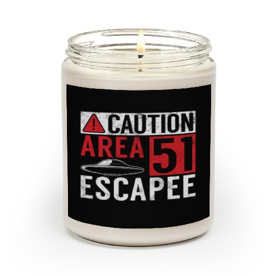 Caution Area 51 Escapee Alien Aliens Ufo Gifts Scented Candles