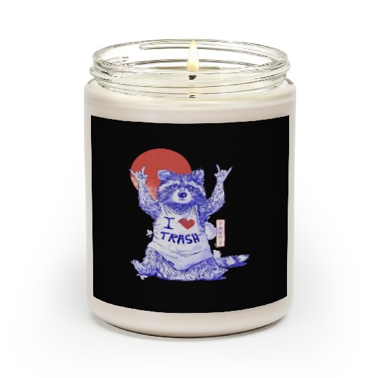 I Love Trash Cute Funny Metal Raccoon Gift Scented Candles