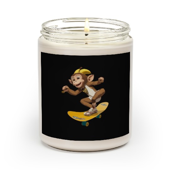 Chimp On Skateboard For Chimp Lovers. Scented Candles