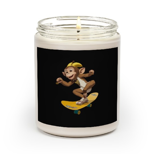 Chimp On Skateboard For Chimp Lovers. Scented Candles