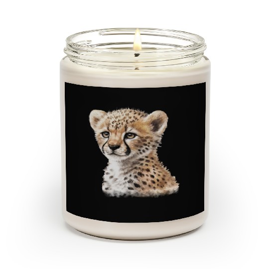 Baby Cheetah Aesthetic Watercolor Painting Scented Candles