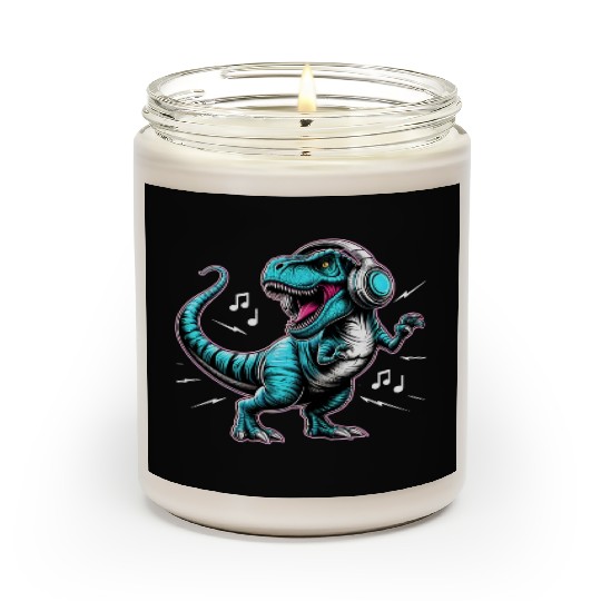 Dancing Tyrannosaurus Rex with Headphone Scented Candles