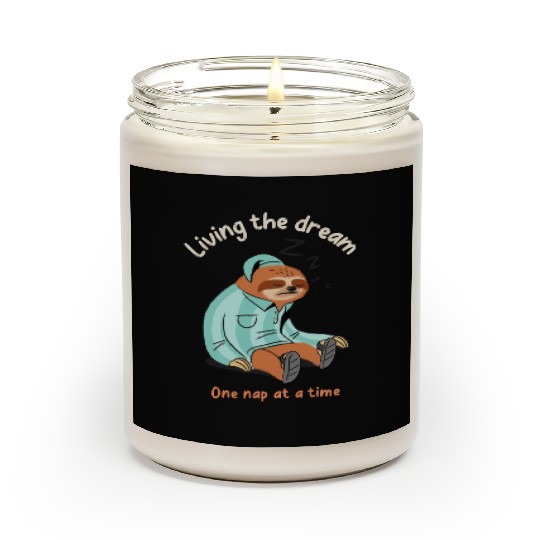 Living the dream one nap at a time, sleepy sloth Scented Candles