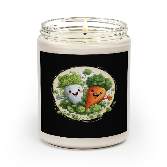 Cute kawaii carrot and a broccoli Scented Candles