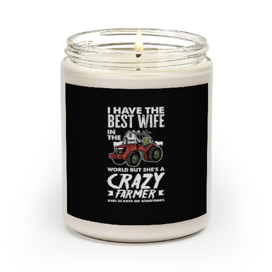 Crazy Farmer Wife Husband Funny Farmer Gift Scented Candles