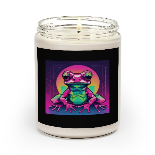 Geometric Synthwave Frog Scented Candles