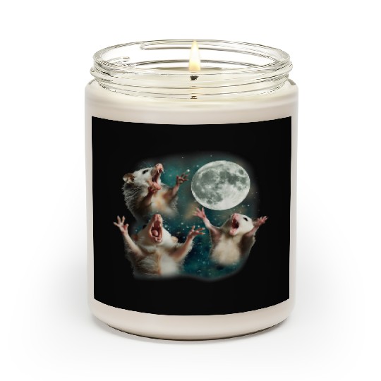 Three Possum Moon 3 Opossum Funny Weird Cursed Mem Scented Candles