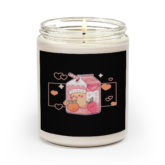 Peach Juice Fruit Drink Japanese Kawaii Aesthetic Scented Candles