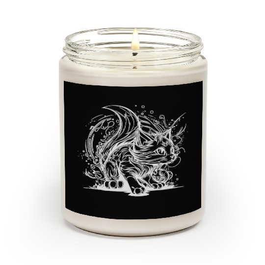 Cute Little Space Cat In Splash Style Scented Candles