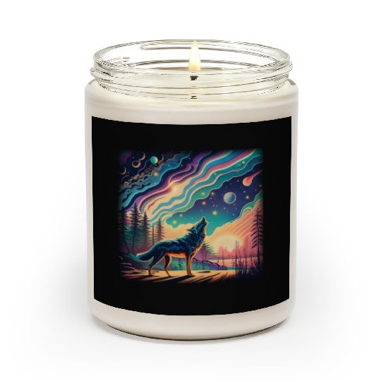 Majestic Wolf Howling At The Eclipse Scented Candles