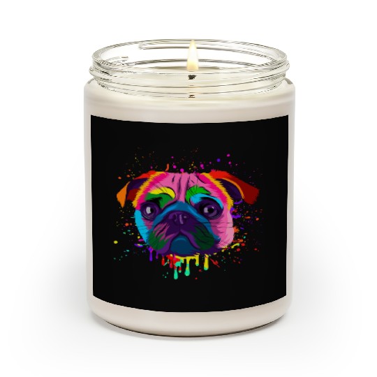 Colorful Pug Head Scented Candles