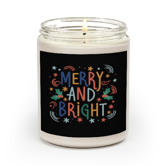 Merry and Bright Colorful Pastel Christmas Design Scented Candles