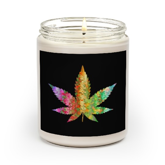 Psychedelic Weed Cannabis Plant Marijuana Leaf Scented Candles