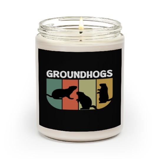 Groundhogs Retro Vintage Happy Groundhog Day Scented Candles