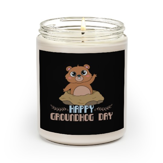 Cute Kawaii Groundhog Happy Groundhog Day Scented Candles