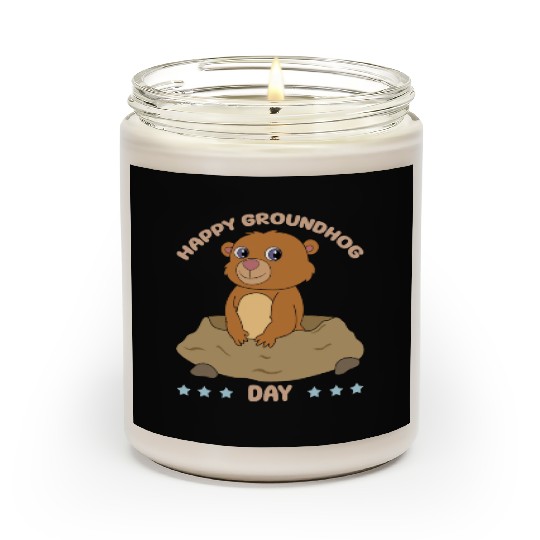 Happy Groundhog Day Cute Kawaii Groundhog Scented Candles