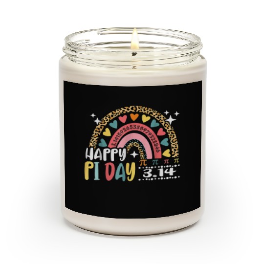 Happy Pi Day Leopard Rainbow Math Teacher Scented Candles