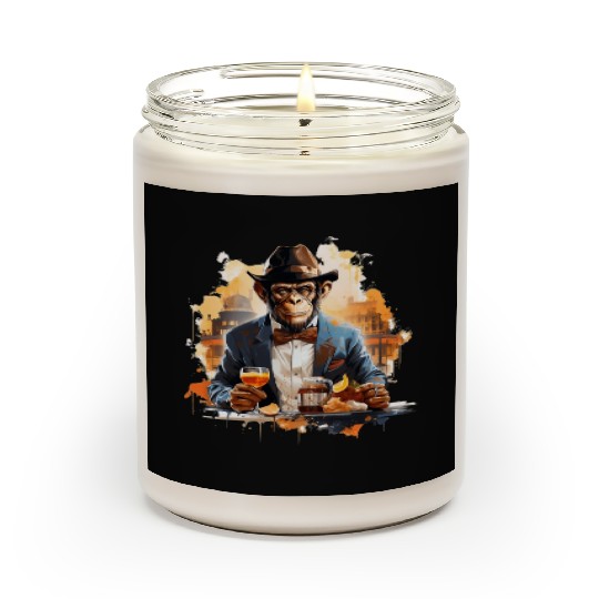 Cool Business Monkey with Drink Chimpanzee Scented Candles