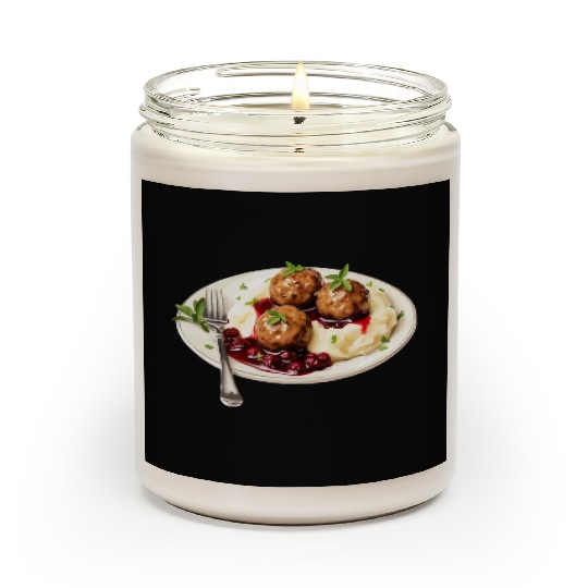Swedish Meatballs Served With Mashed Potatoes and Scented Candles
