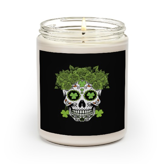 St Patrick's Day Dia De Los Muertos Shamrock Scented Candles