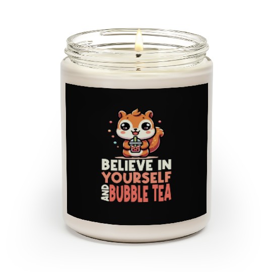 Kawaii Squirrel Bubble Tea Believe In Yourself Scented Candles
