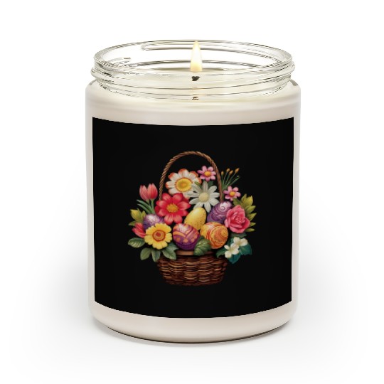 Easter Day Easter Egg Basket Spring Flowers Scented Candles