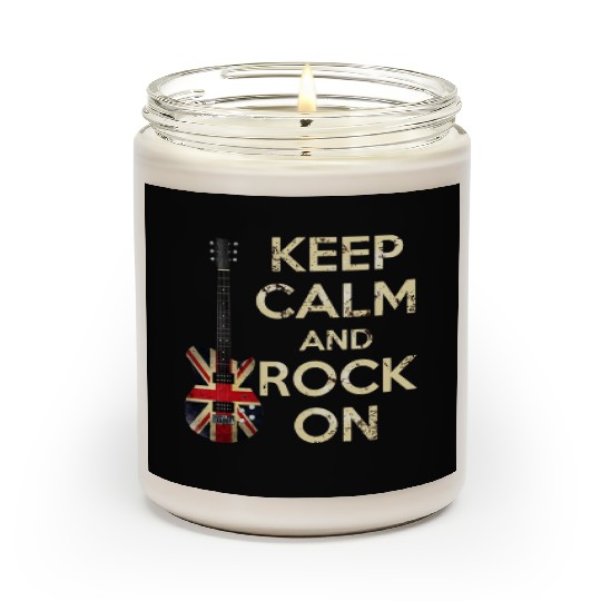 Keep Calm and Rock On Union Jack Guitar Scented Candles