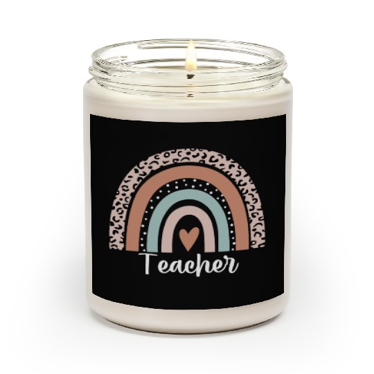 Teacher Rainbow Leopard Funny Teacher Appreciation Scented Candles
