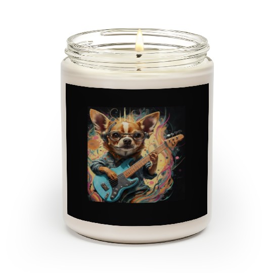Chihuahua Playing Guitar Scented Candles