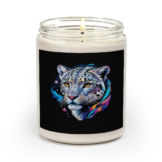 Cosmic Snow Leopard - Ethereal Animal Portrait Scented Candles