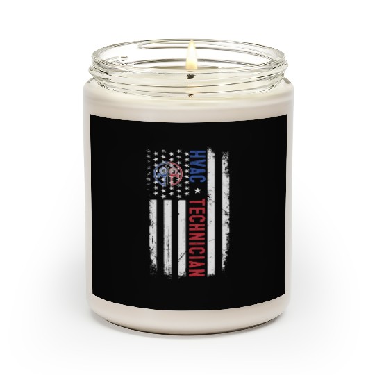 HVAC Technician US American Flag HVAC Mechanic Eng Scented Candles