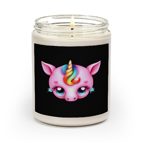Pink Baby Rainbow Unicorn Head Scented Candles