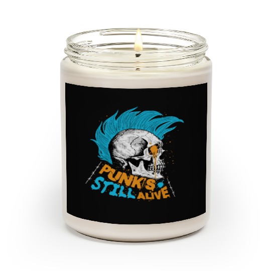 Punk's still alive - gift skull punk rock man teen Scented Candles