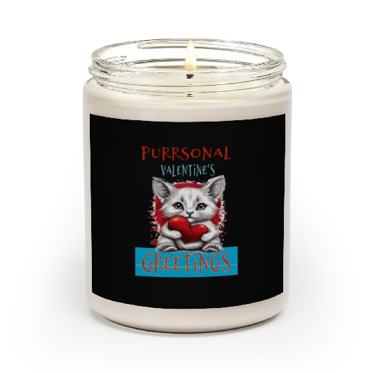Purrsonal Valentine's Greetings Cute White Cat Scented Candles