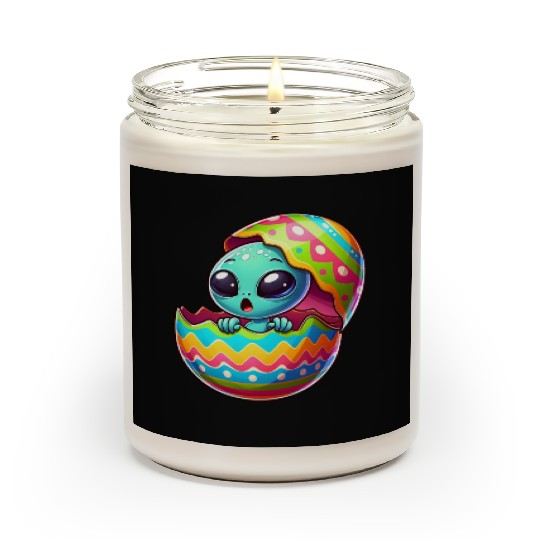 Colorful Alien Easter Egg Hatch Design Scented Candles