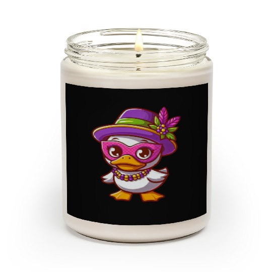 White Mardi Gras Duck with Ornaments Scented Candles