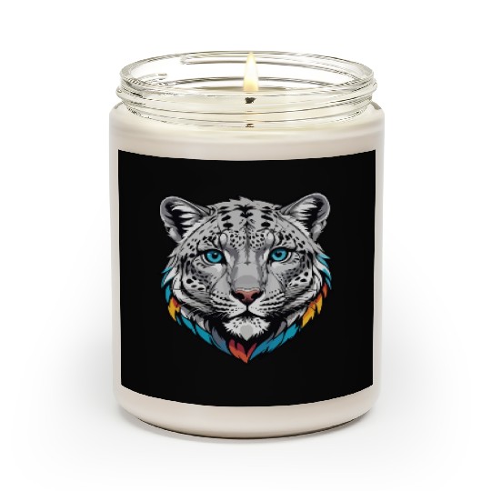 Majestic Snow Leopard Portrait - Exotic Wildlife Scented Candles