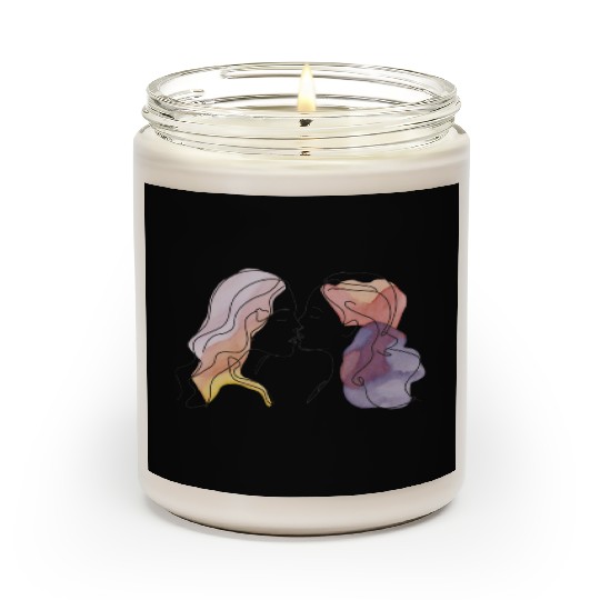 Lesbian Couple Simple Minimalistic Drawing Scented Candles