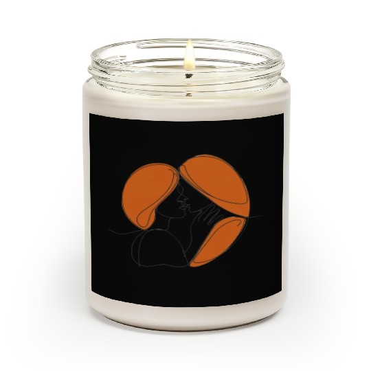Elegant Lesbian Couple Kissing Line Drawing Scented Candles
