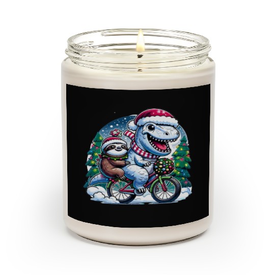 Winter Wonderland T-Rex and Sloth Cycling Duo Scented Candles