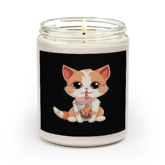 Cat Boba Tea Bubble Tea Anime Kawaii Neko Scented Candles