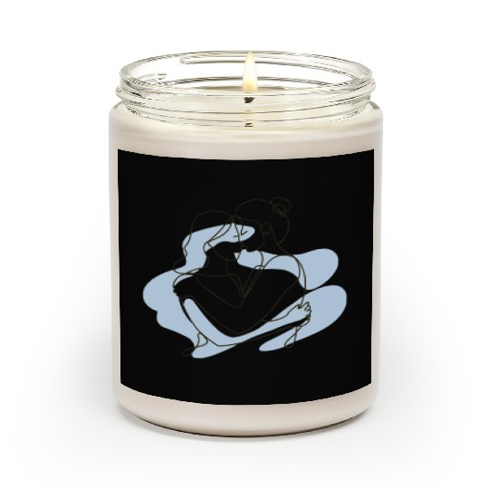 Abstract Line Art Lesbian Couple Scented Candles