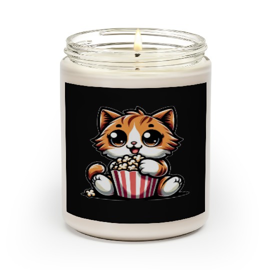 Cinema Cat, Cute Tomcat with Popcorn Scented Candles