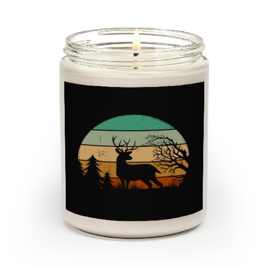 Serene Deer Twilight Forest Silhouette Scented Candles