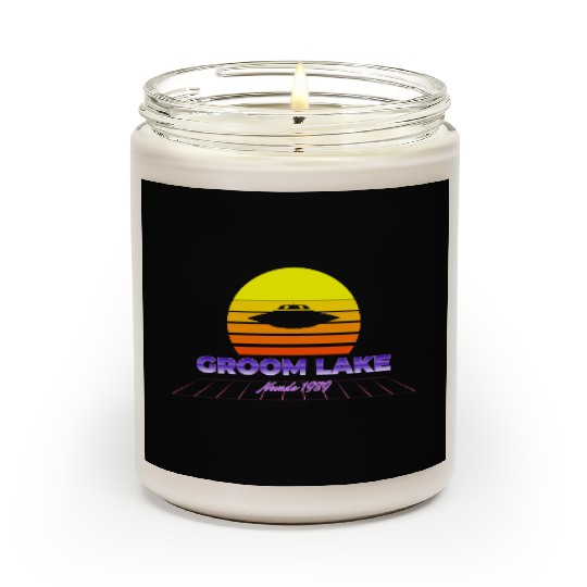 Area 51 Groom Lake 1947 Retro UFO Sunset Yellow Scented Candles