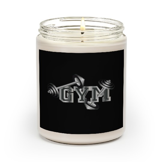 Dumbbell typography for fitness and gym enthusiast Scented Candles