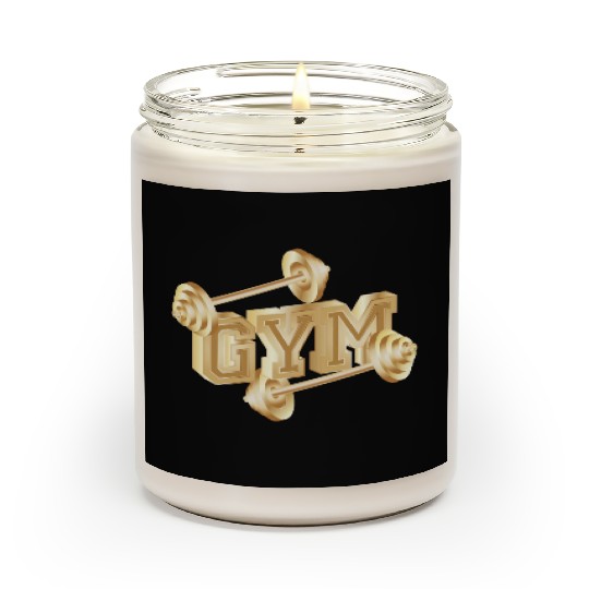 gold dumbbell typography for gym enthusiasts Scented Candles